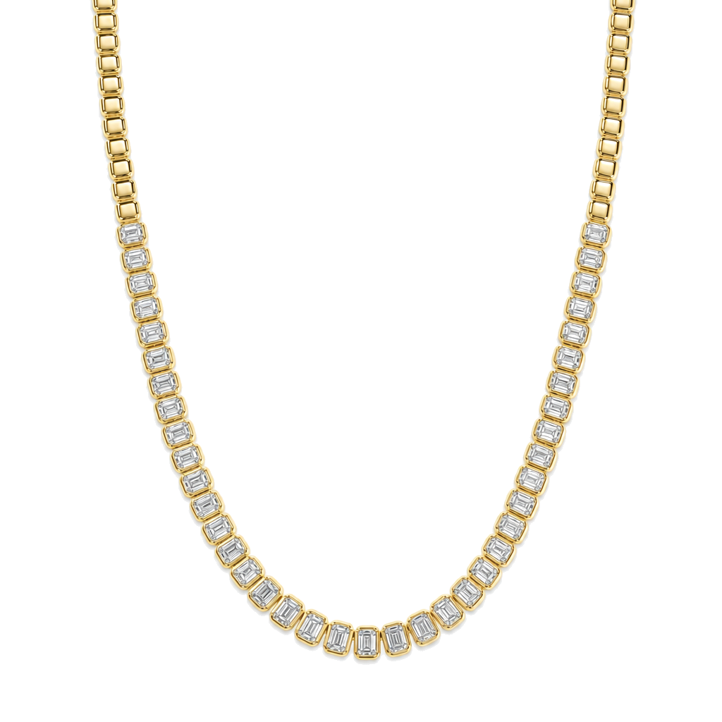 Emerald Cut Lab Diamond Tennis Necklace