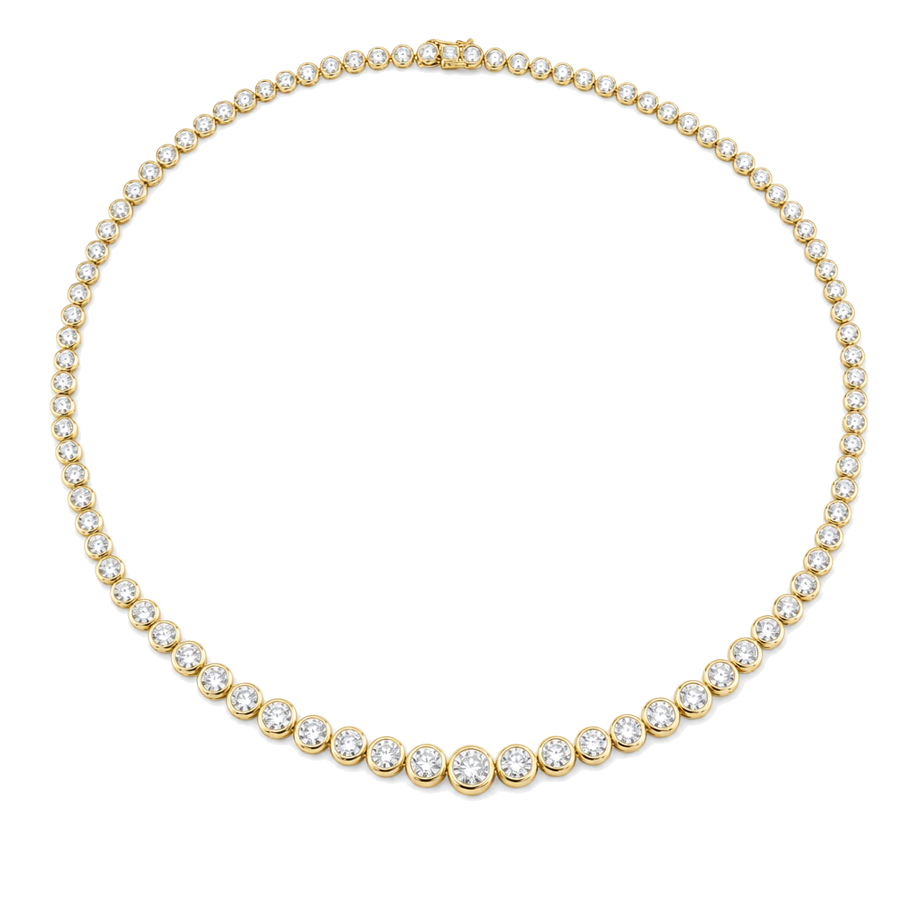 Round Lab Diamond Graduated Tennis Necklace