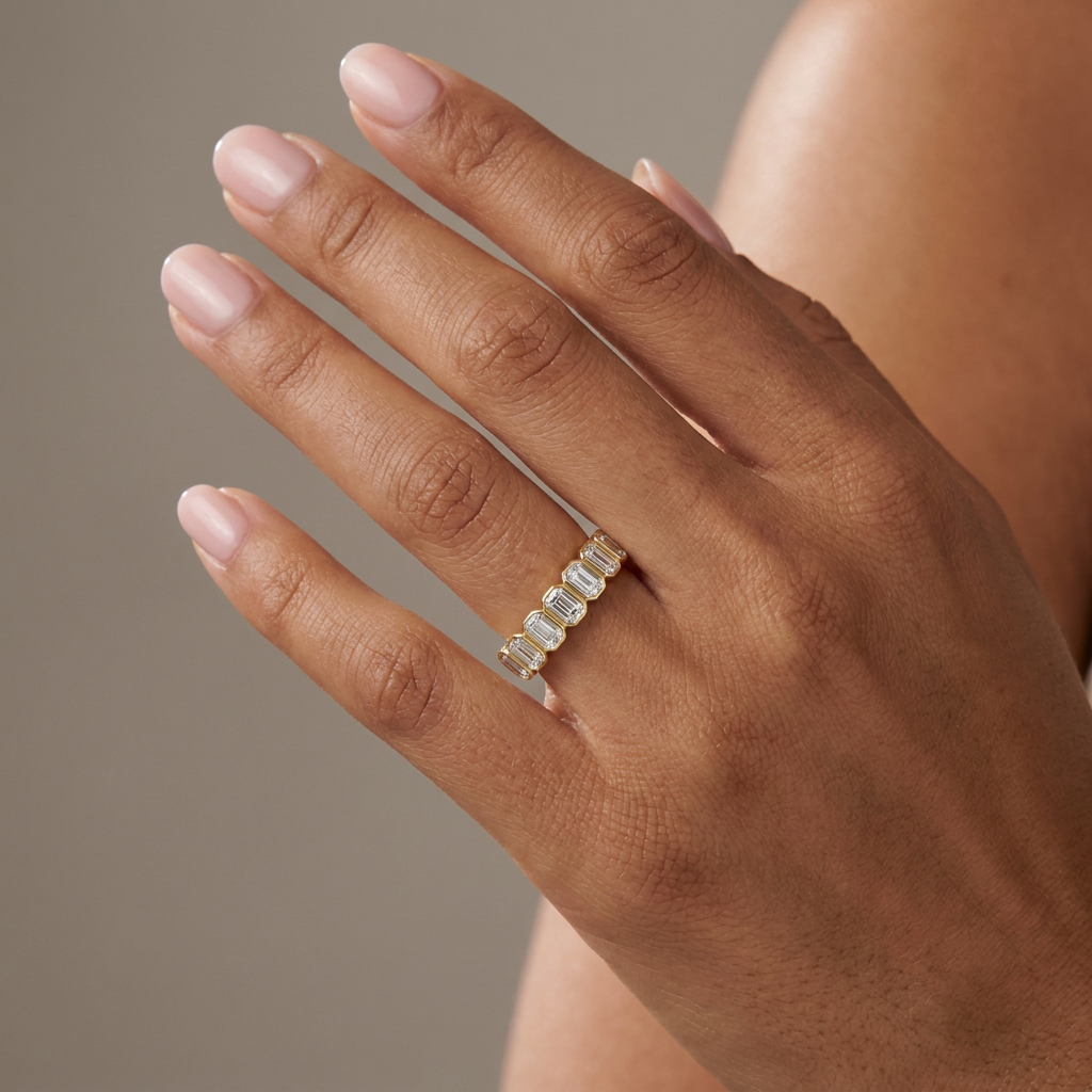 Emerald Cut Lab Diamond Ring — model shot
