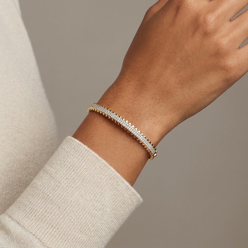 Soleil Diamond Bangle — model shot