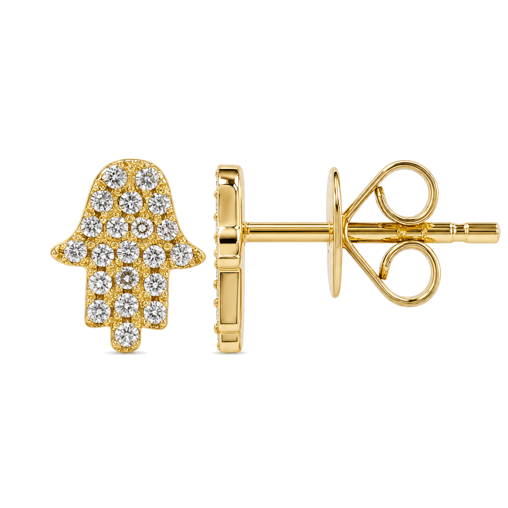 Petite Micro Pave Hamsa Diamond Earrings