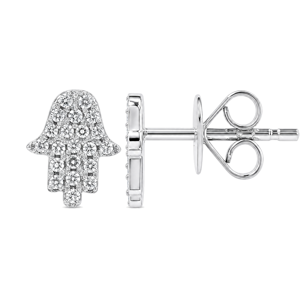 Petite Micro Pave Hamsa Diamond Earrings
