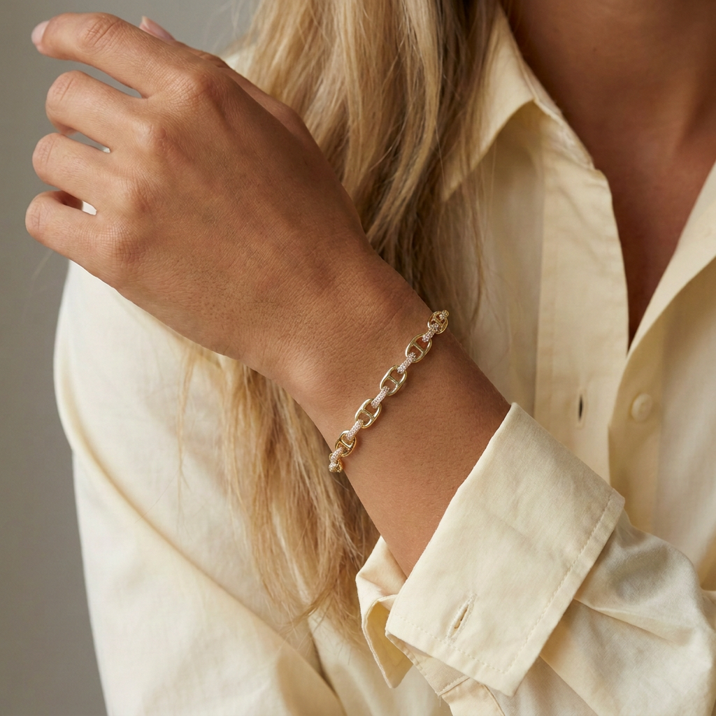 Mariner Link Diamond Bracelet — model shot