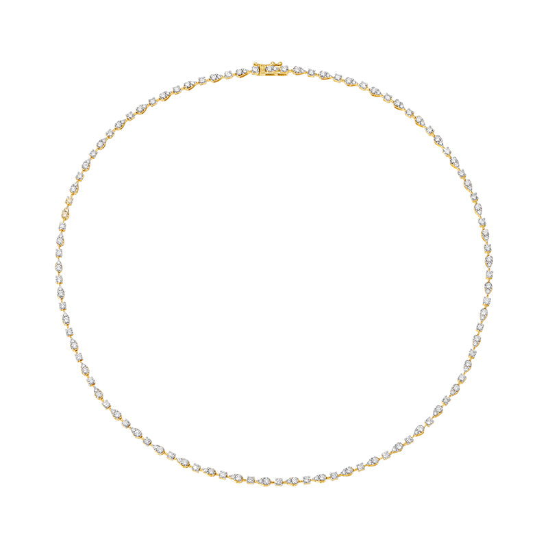 Cluster Lab Diamond Tennis Necklace in 14k yellow gold