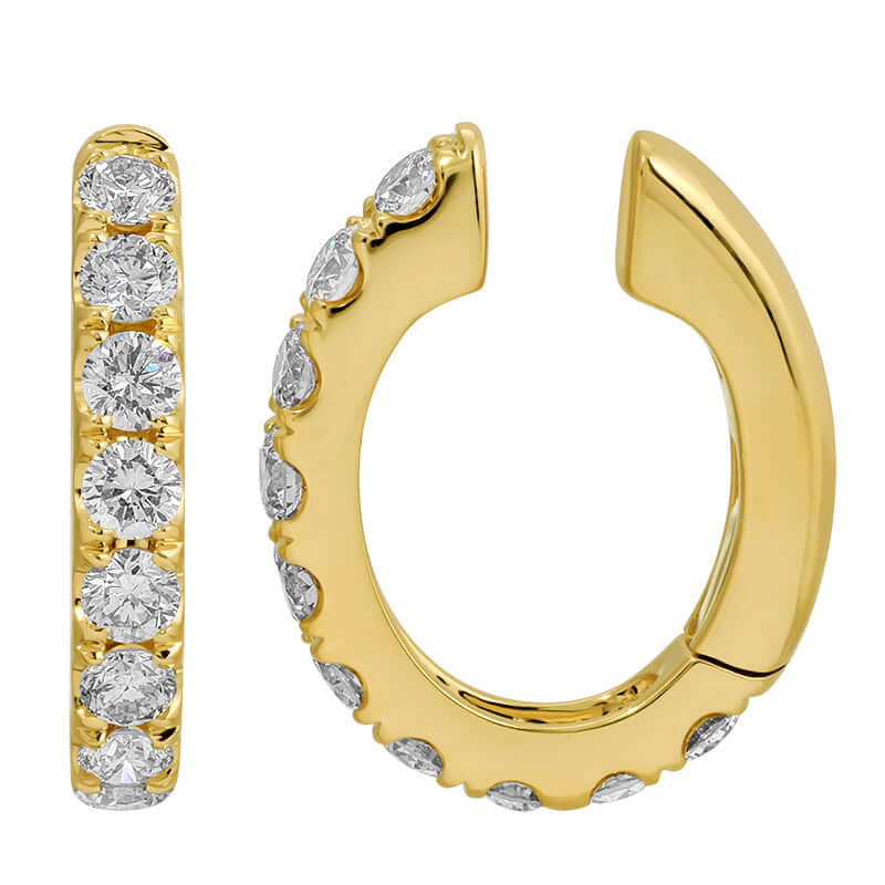 Classic Pave Diamond Ear Cuff in 14K gold with pave-set diamonds, elegant fine jewelry design.