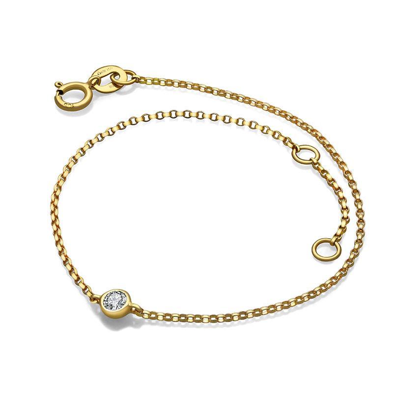 18K Gold Bezel Diamond Bracelet (April Birthstone) Yellow Gold Izakov Diamonds + Fine Jewelry