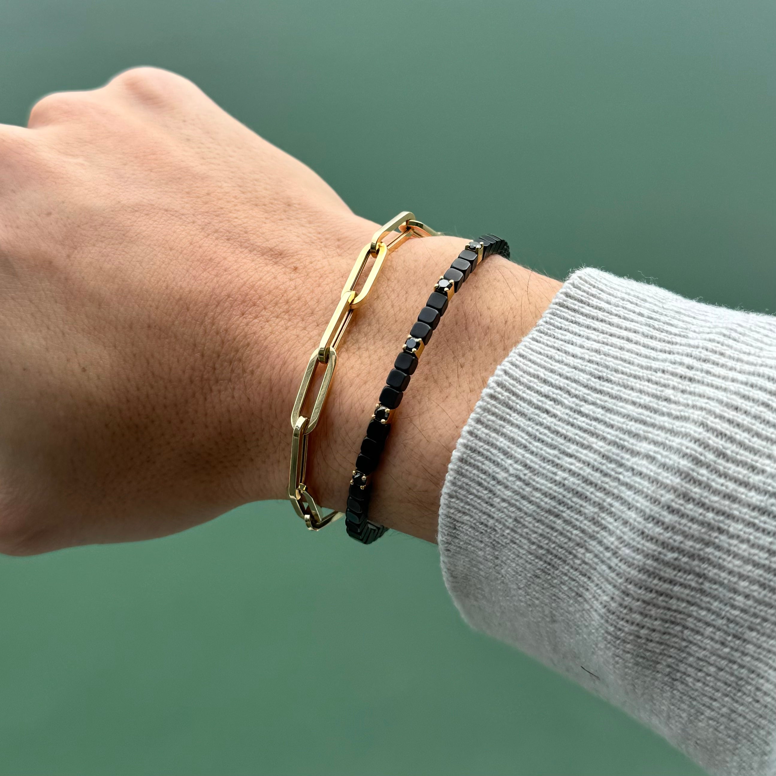 18K Gold Black Diamond Ceramic Cuff Bangle - Bracelets - Izakov Diamonds + Fine Jewelry