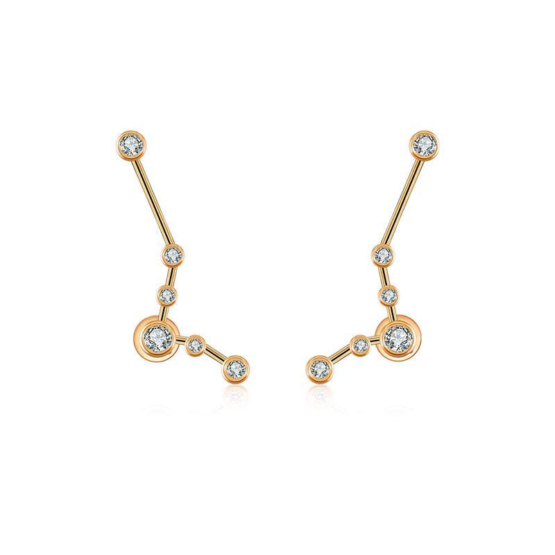 18K Gold Zodiac Constellation Diamond Earrings showcasing sparkling celestial designs and elegance.