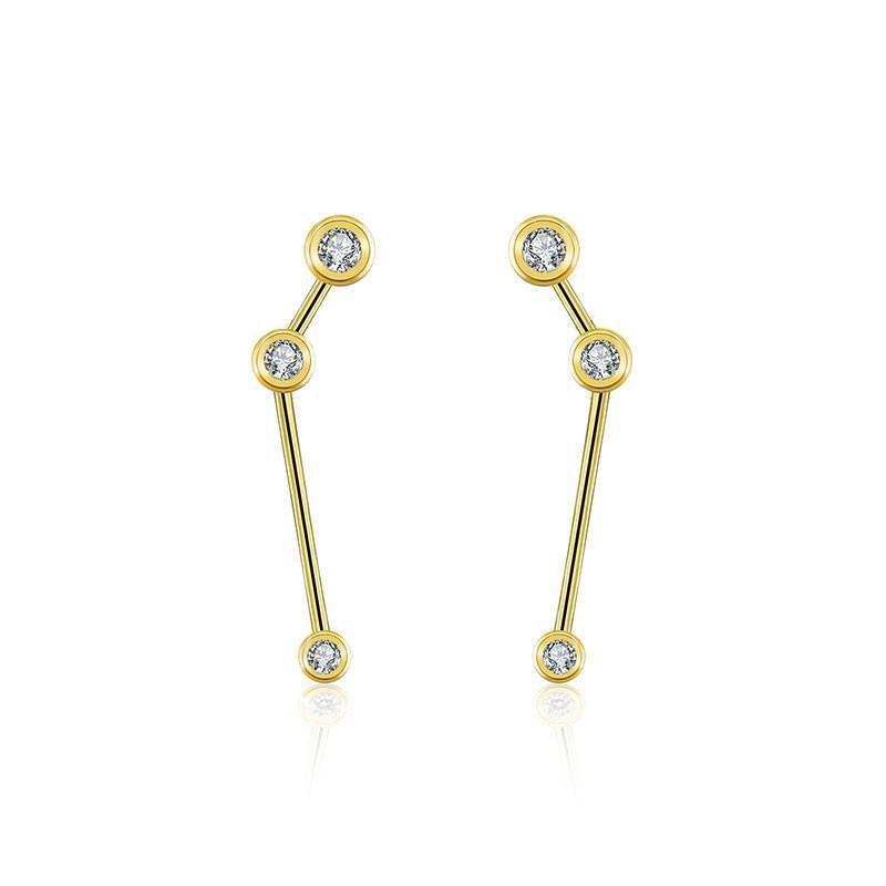 18K gold zodiac constellation diamond earrings showcasing celestial elegance and sparkling design.