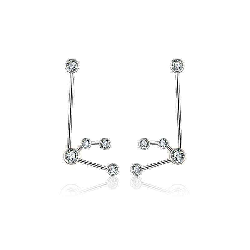 18K Gold Zodiac Constellation Diamond Earrings with sparkling diamonds in celestial designs. Perfect for astrology lovers.