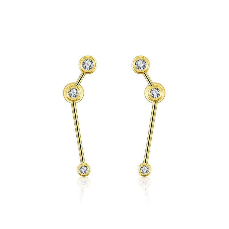 18K gold zodiac constellation diamond earrings with celestial design and sparkling diamonds.