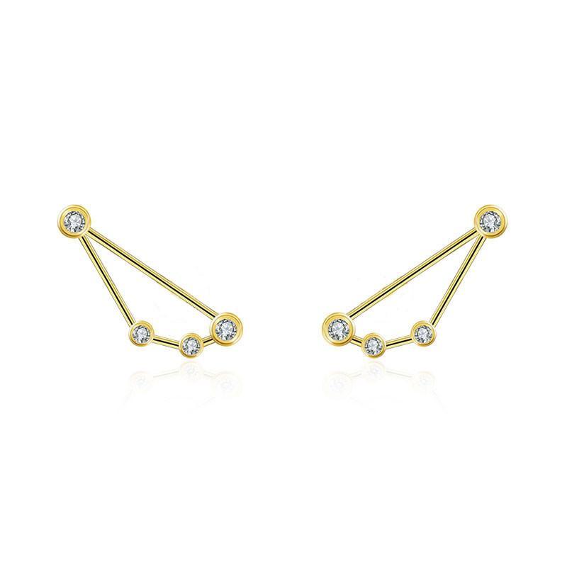 18K Gold Zodiac Constellation Diamond Earrings showcasing sparkling diamonds and elegant celestial design.