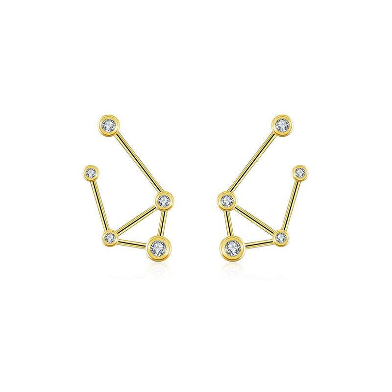 18K gold zodiac constellation diamond earrings with sparkling gemstones for an elegant and celestial look.