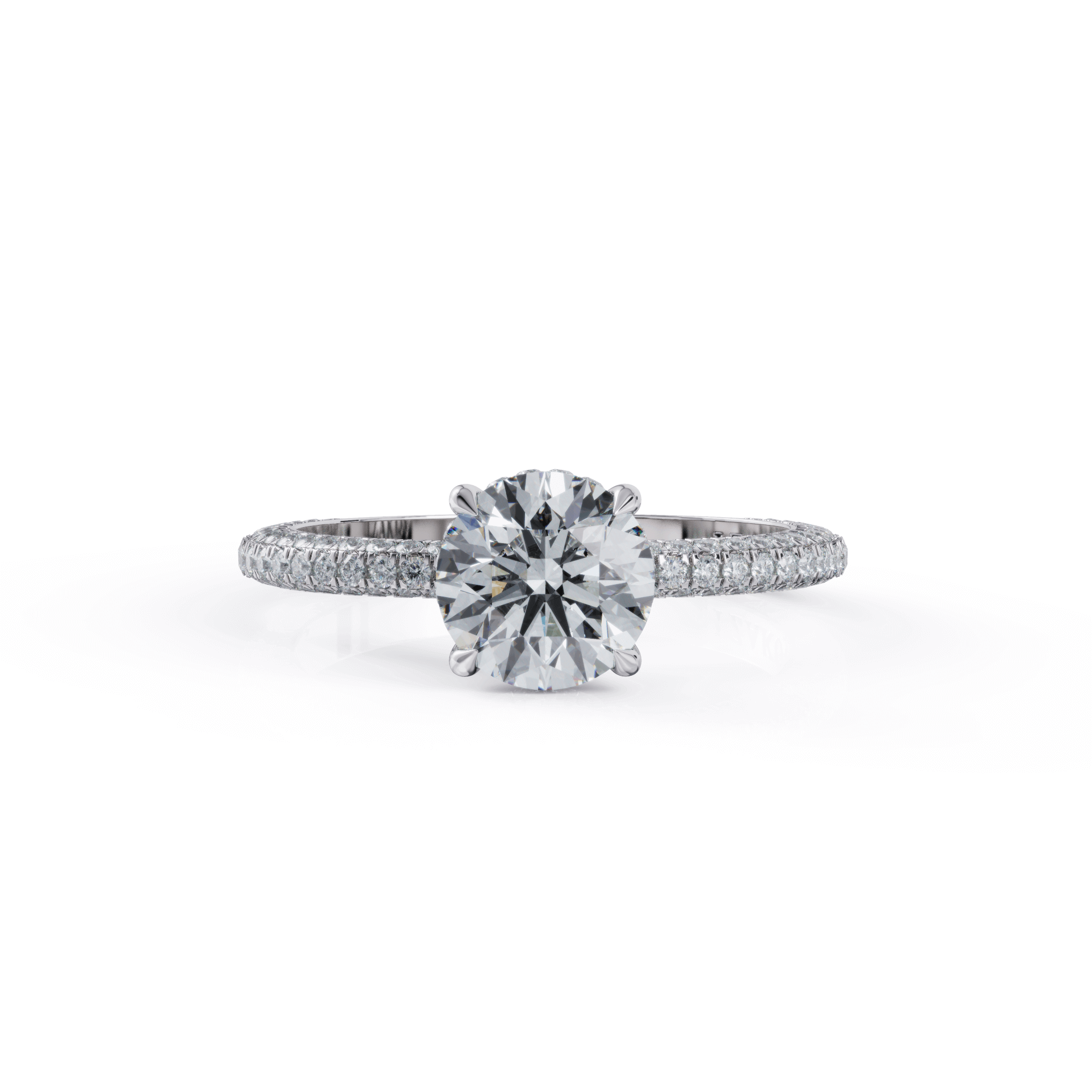 Elegant diamond solitaire engagement ring with pavé band from our premium jewelry collection.
