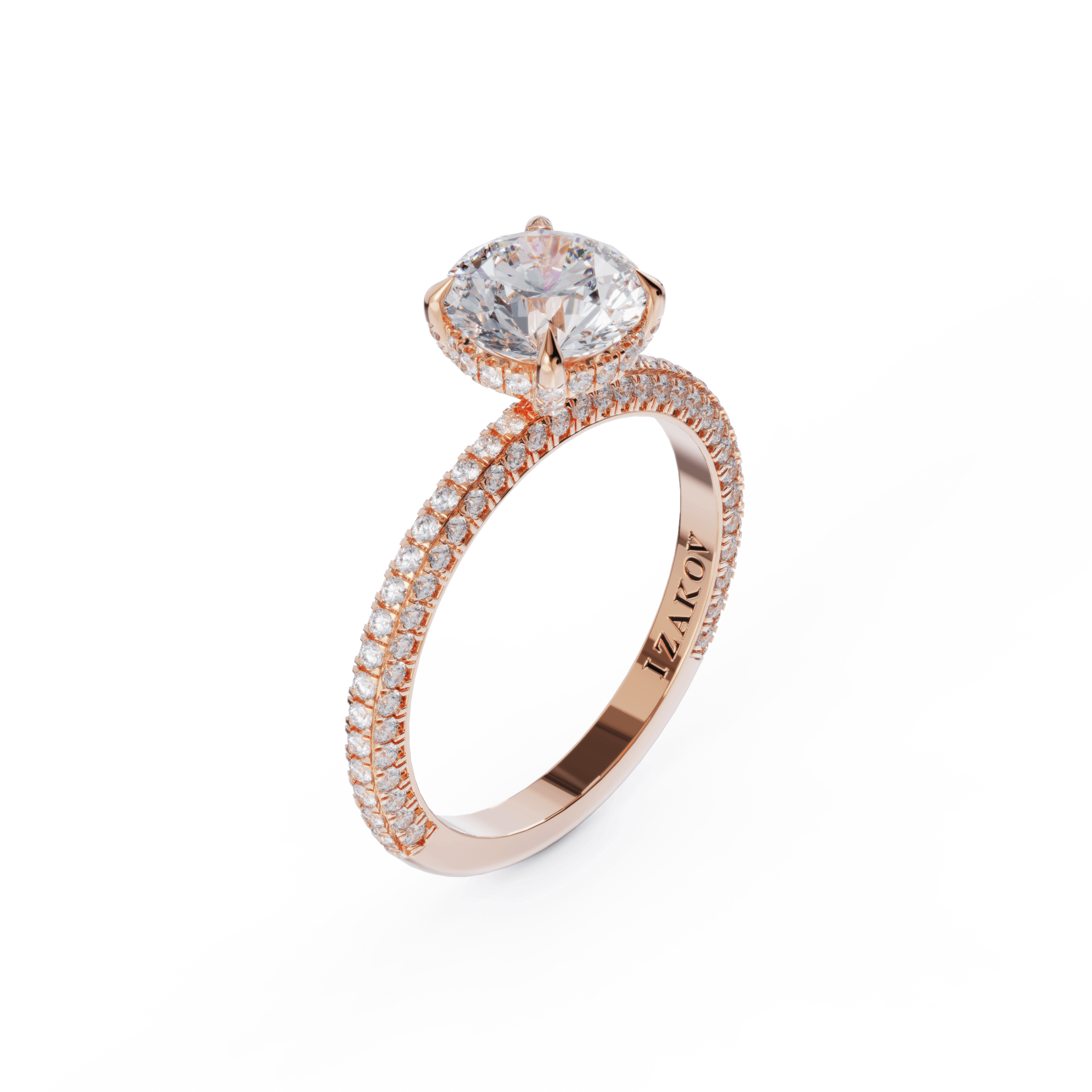 Elegant rose gold diamond ring with sparkling pavé band from our luxury jewelry collection. Perfect for engagements and special occasions.