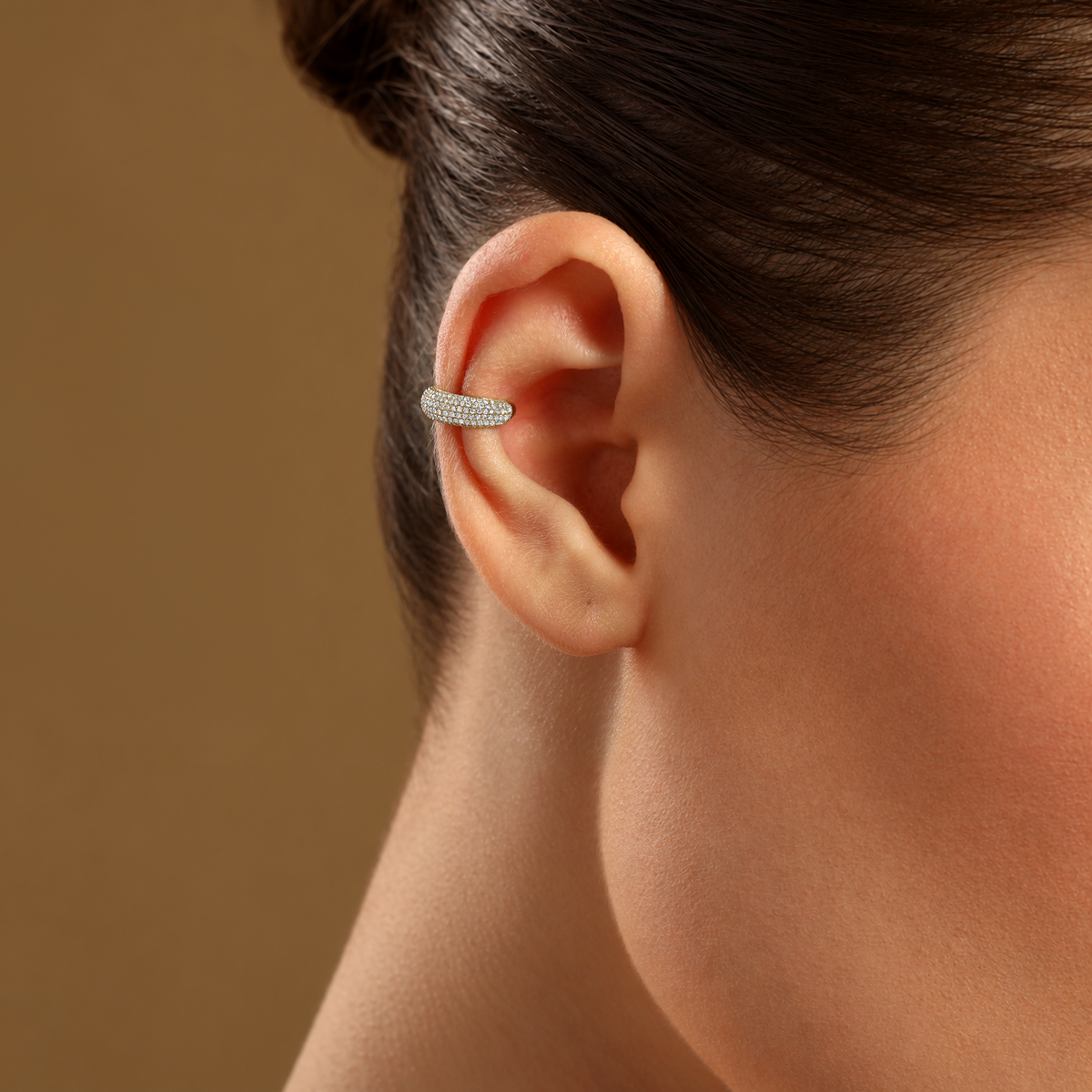 Pavé Diamond Dome Ear Cuff in 14k yellow gold