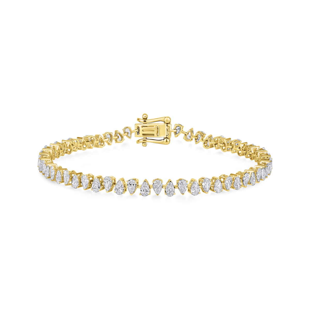 Alternating Pear Diamond Tennis Bracelet in 14k yellow gold