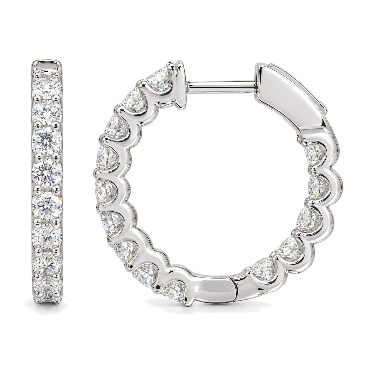 Scalloped Inside-Out Lab Diamond Hoop Earrings