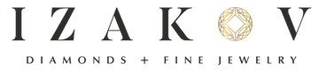 Izakov Fine Jewelry logo showcasing diamonds and luxury designs.