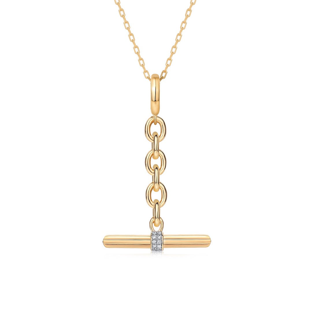 Pave Diamond Toggle Bar Pendant in 14k yellow gold