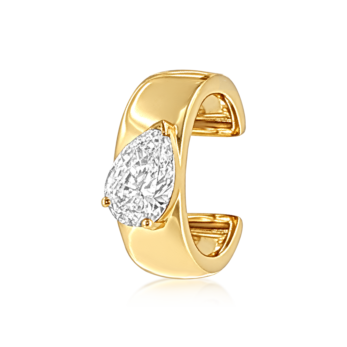 Flush Pear Diamond Ear Cuff in 14k yellow gold