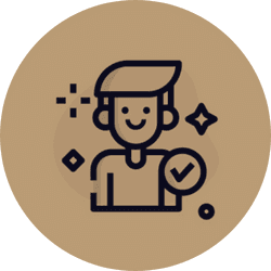 Illustration of a smiling person holding a checkmark, symbolizing confidence and success in Izakov Fine Jewelry.