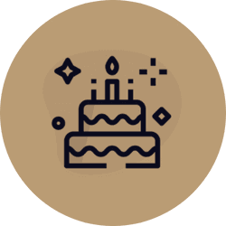Illustration of a birthday cake with candles and decorations, symbolizing celebration and joy.