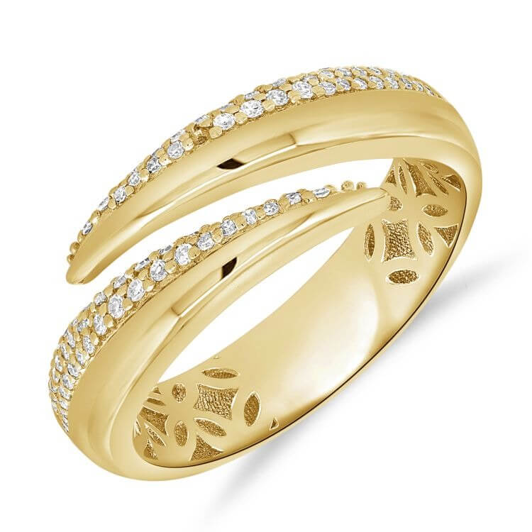 Claw Pave Diamond Wrap Ring showcasing 14k gold and pavé diamonds in a bold, elegant design.