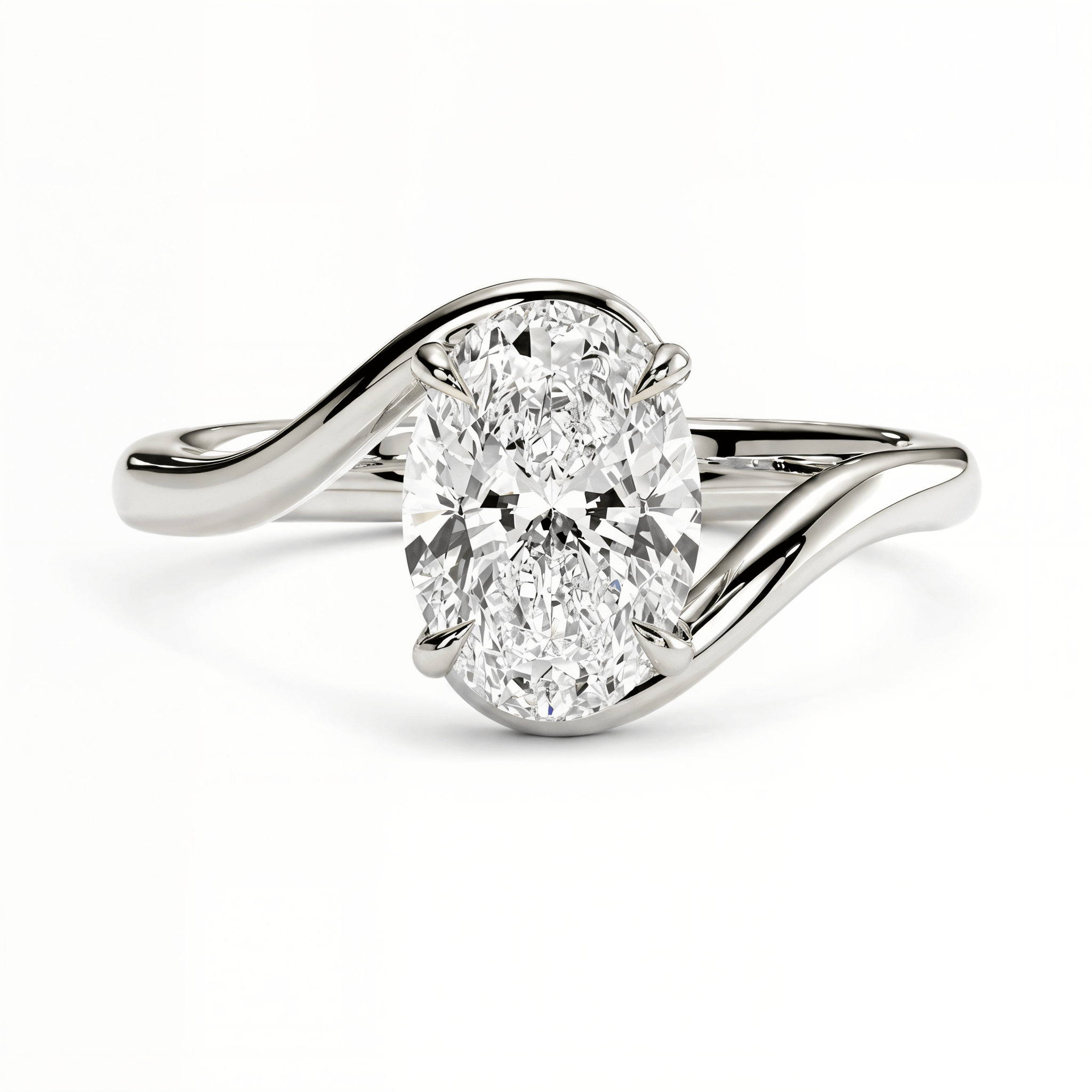 Embrace Lab Diamond Engagement Ring featuring a sculptural design with an oval diamond centerpiece.