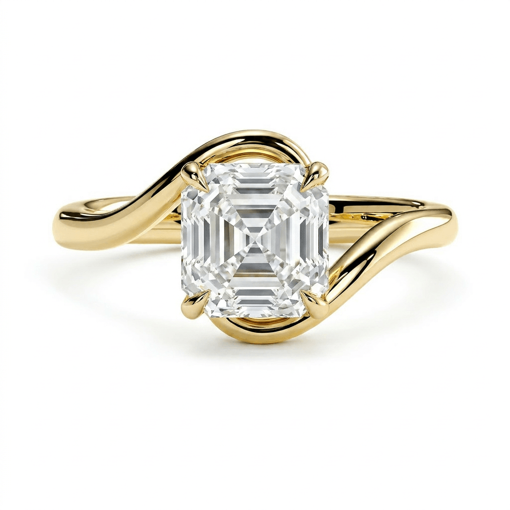 Embrace Lab Diamond Engagement Ring with sculptural lines and a beautiful diamond centerpiece.