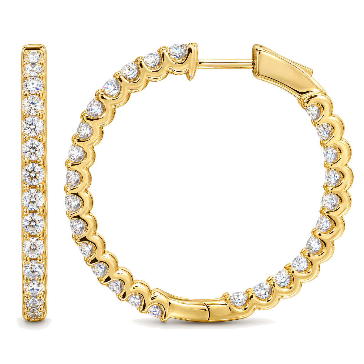 Scalloped Inside-Out Lab Diamond Hoop Earrings