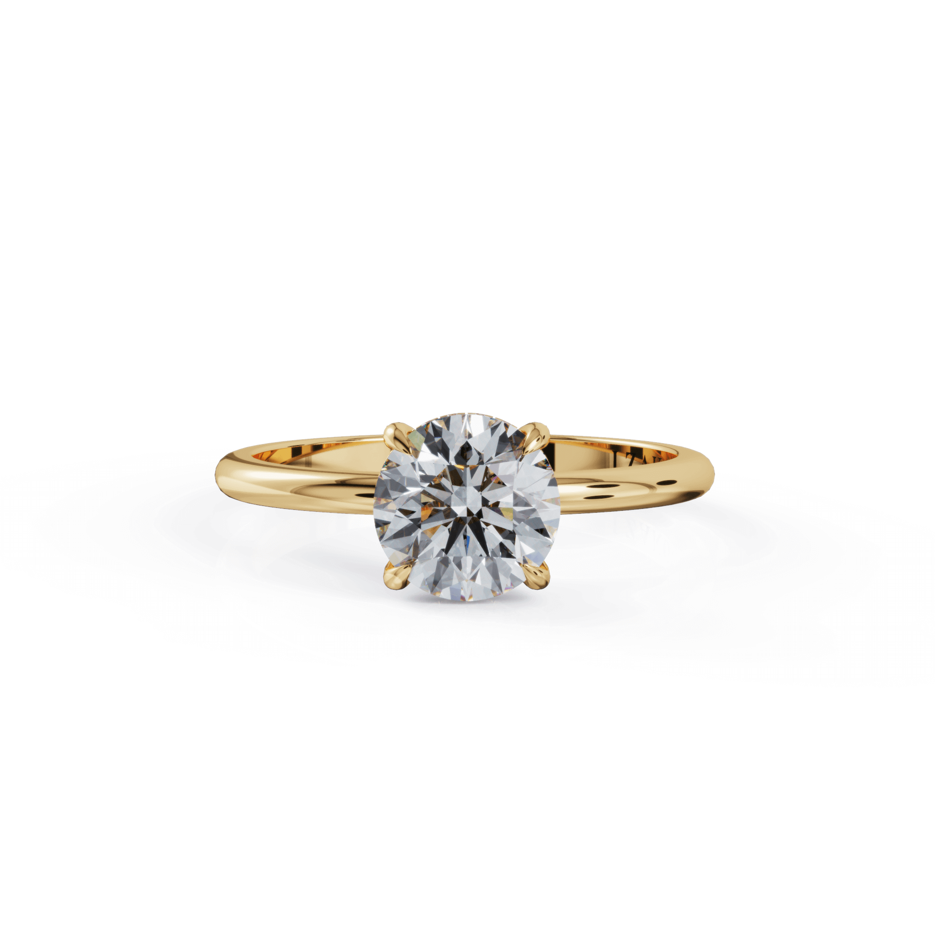 Elegant gold engagement ring with a sparkling round-cut diamond centerpiece from our luxury jewelry collection.