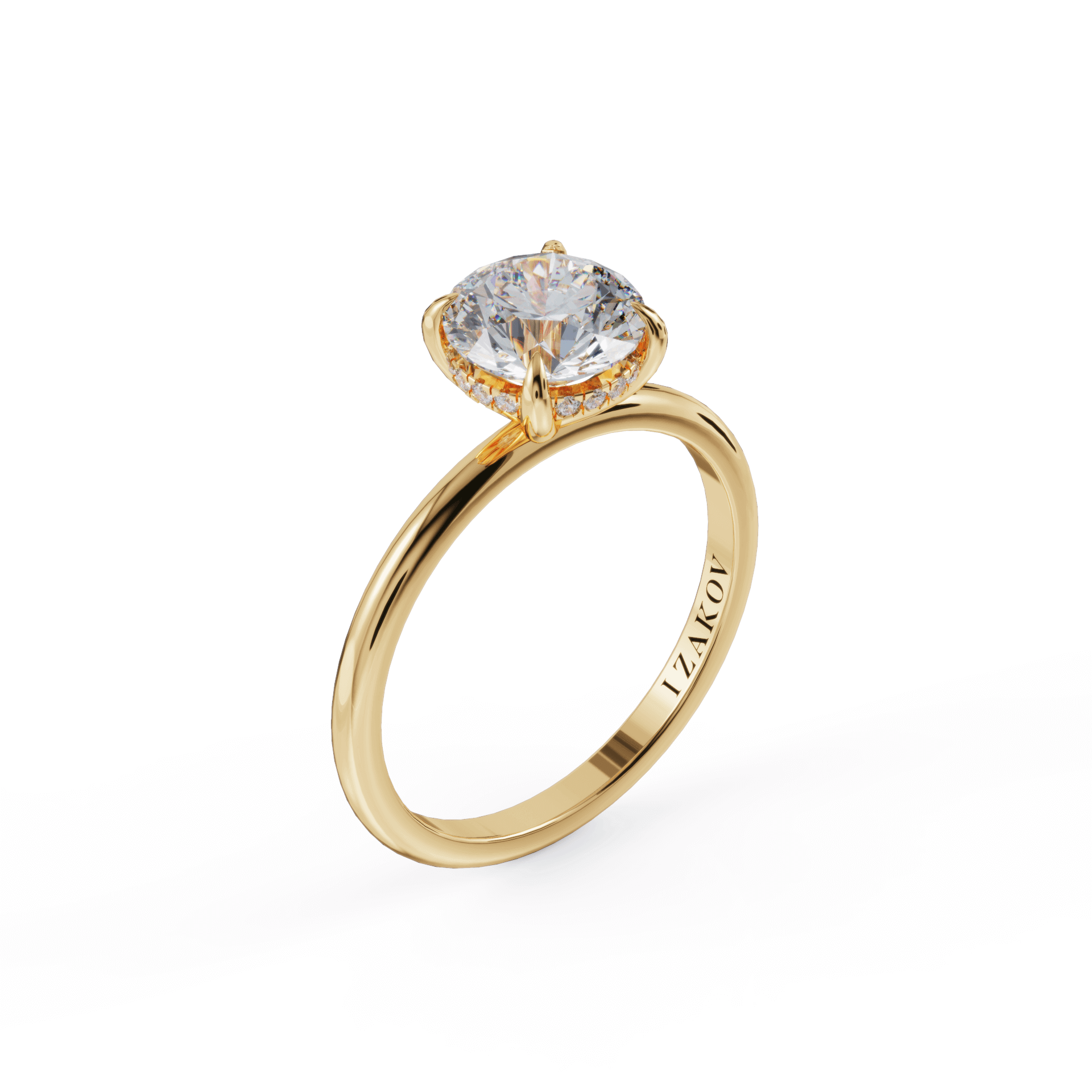 Elegant gold engagement ring with a large sparkling diamond and delicate craftsmanship by our jewelry brand.