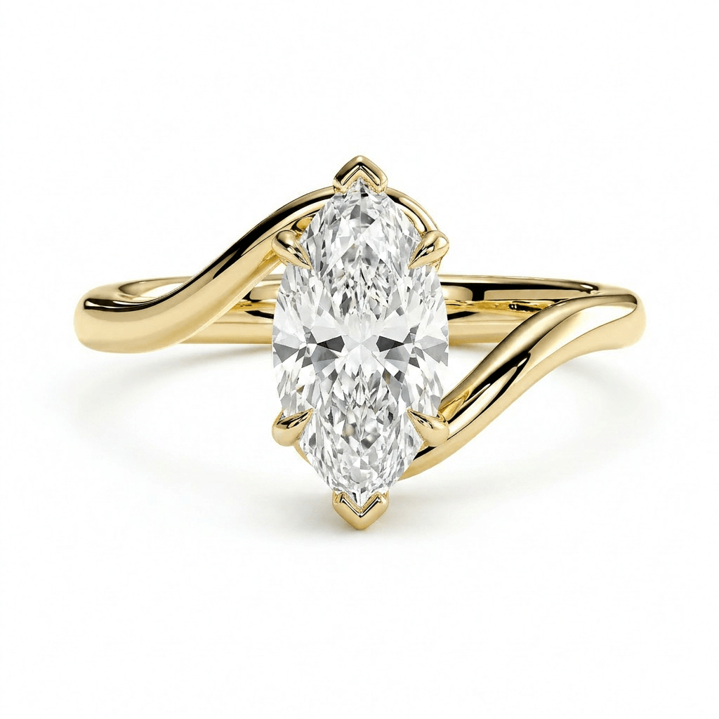 Embrace Lab Diamond Engagement Ring featuring an elegant, flowing design with a central diamond.
