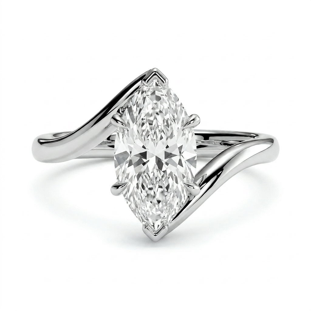 Embrace Lab Diamond Engagement Ring with a sleek, sculptural design and an oval diamond centerpiece.