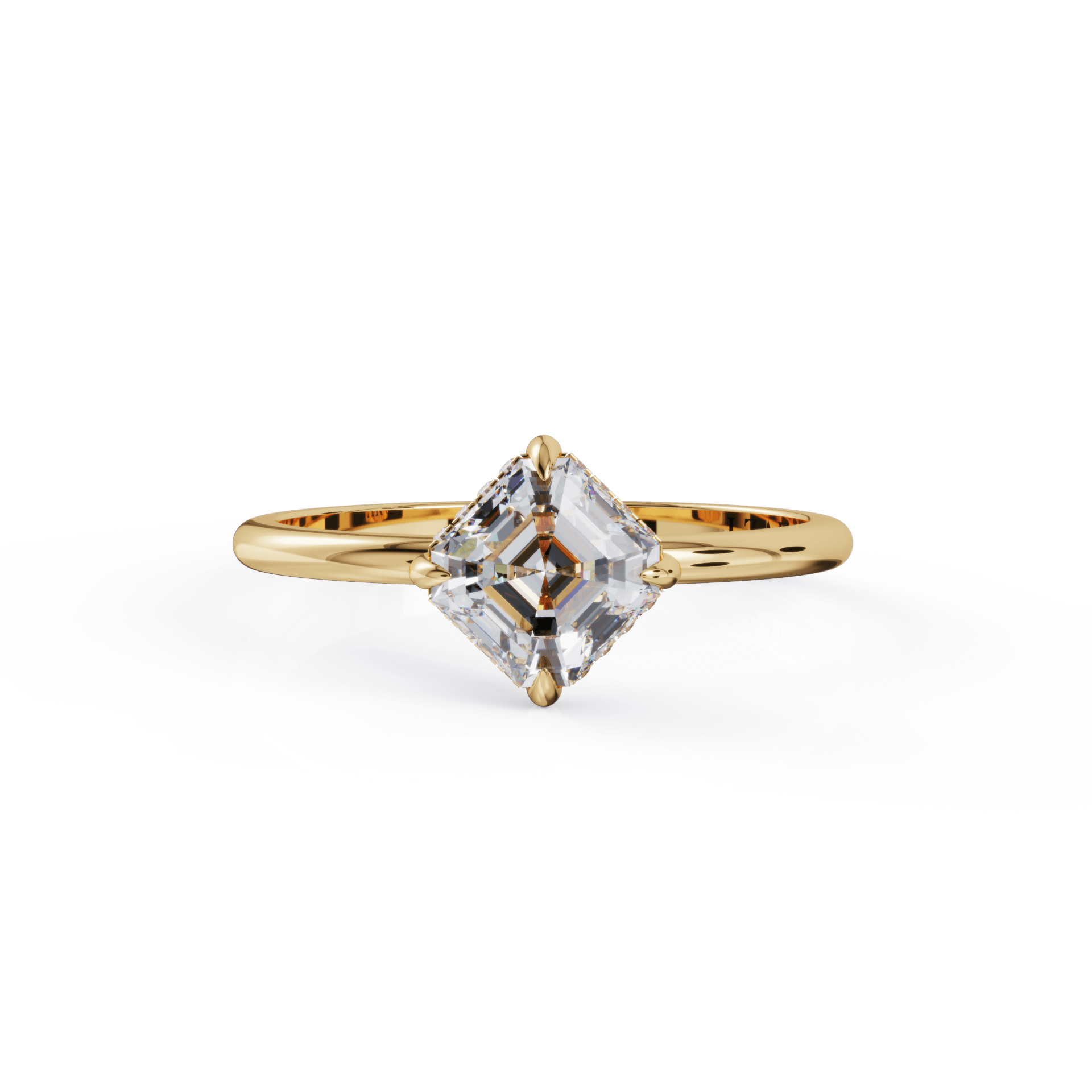 Gold ring with a square-cut diamond featuring an elegant and timeless design from our exclusive jewelry collection.