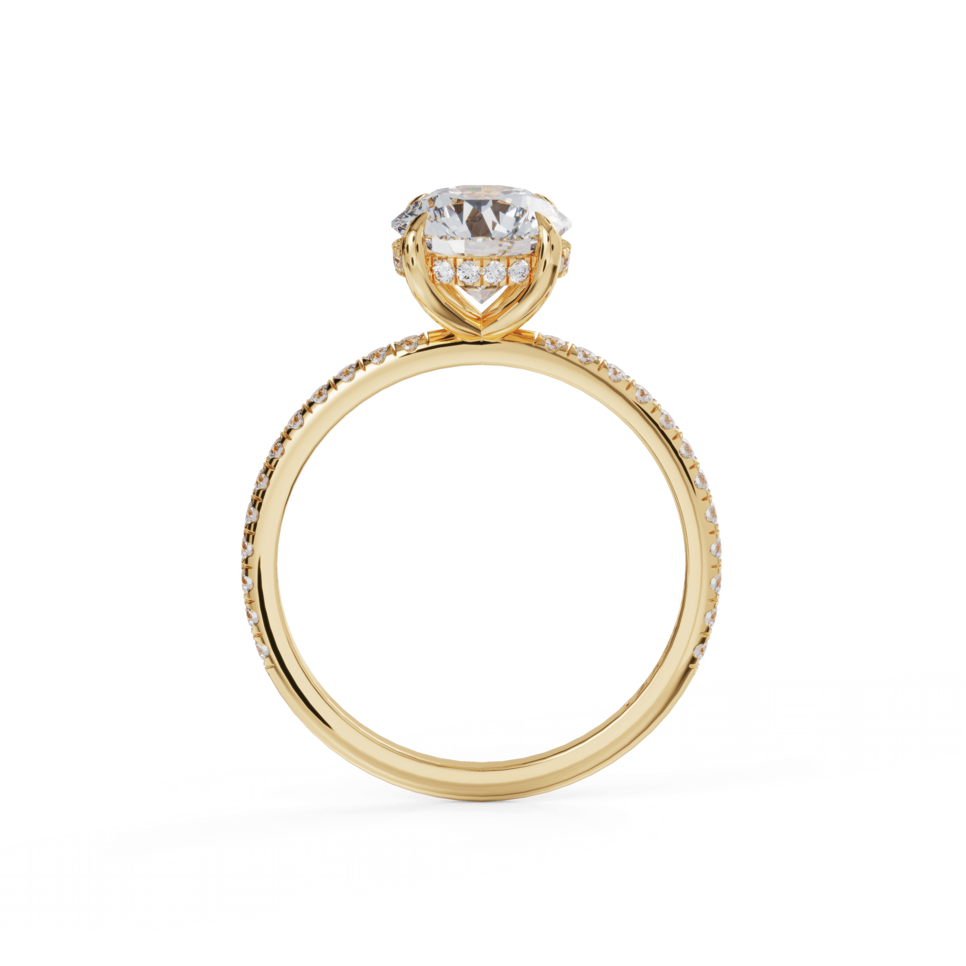 Elegant gold engagement ring with a large solitaire diamond from our exclusive jewelry brand collection.
