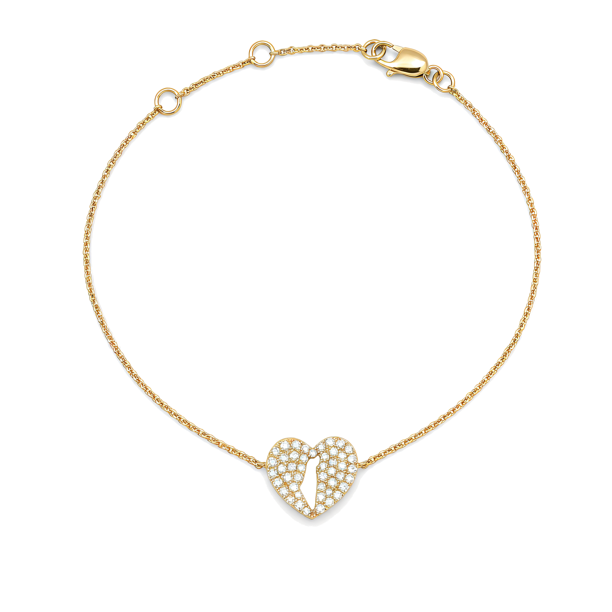 Land Of Israel Cutout Heart Pave Diamond Bracelet ©, diamond, Izakov Fine Jewelry