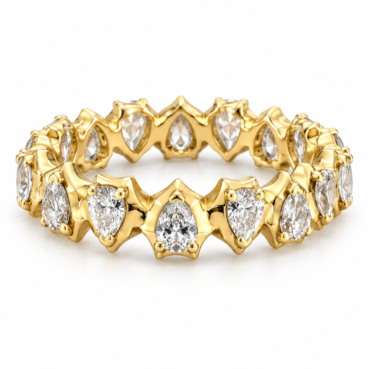 Pear Lab Diamond Eternity Pinky Ring in 14K Gold