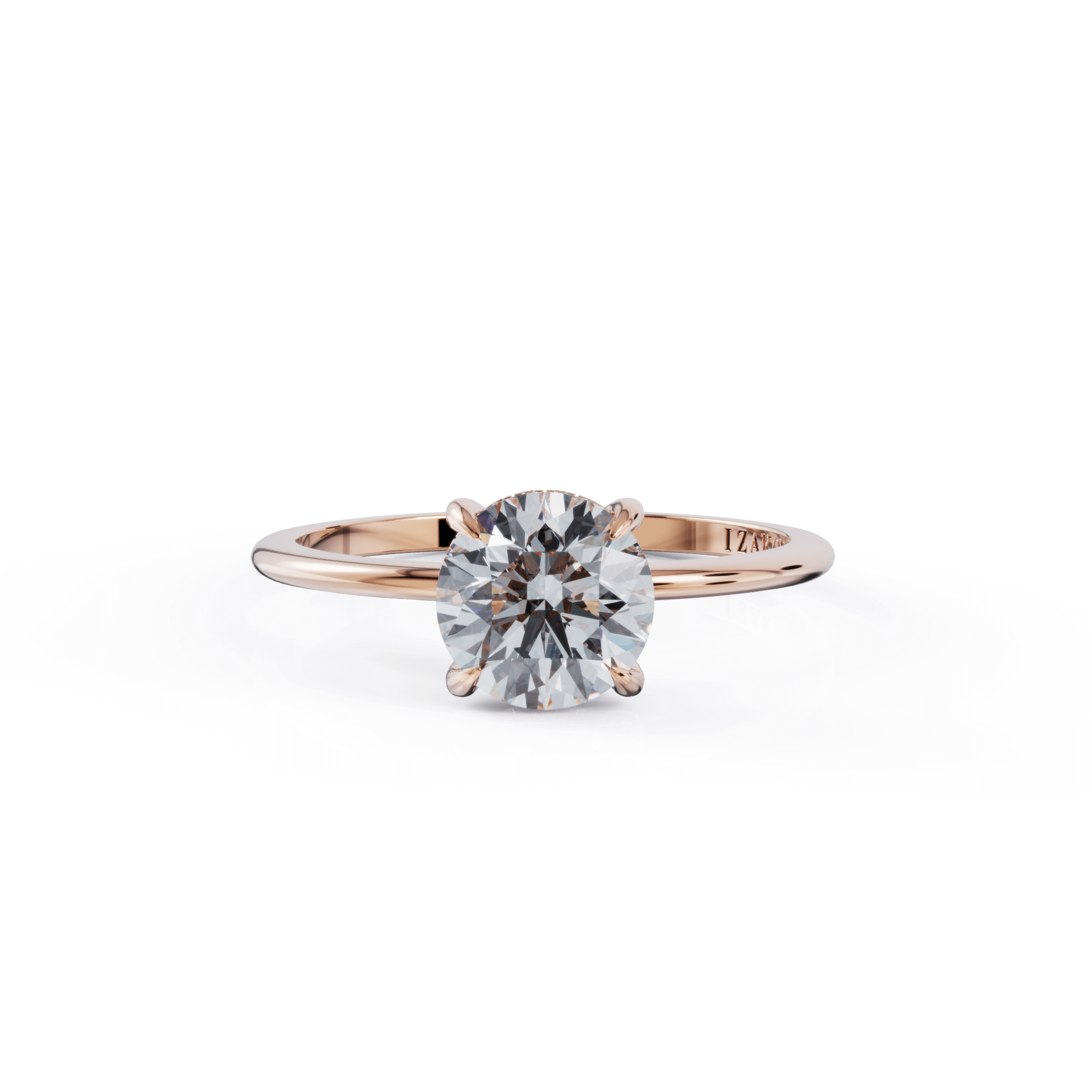 Rose gold solitaire diamond engagement ring with round brilliant-cut gem from our exquisite jewelry collection