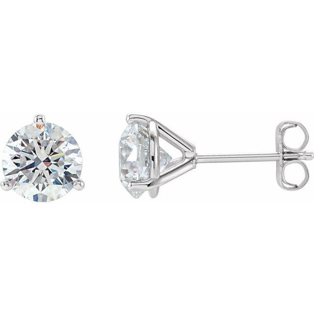 14K Gold 3-Prong Round Diamond Martini Stud Earrings 1.50 / Push-Back / White Gold Izakov Diamonds + Fine Jewelry