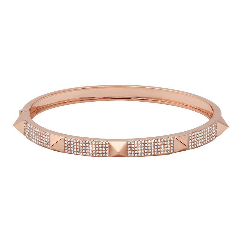 Rose gold studded bangle bracelet with pyramid accents by our jewelry brand