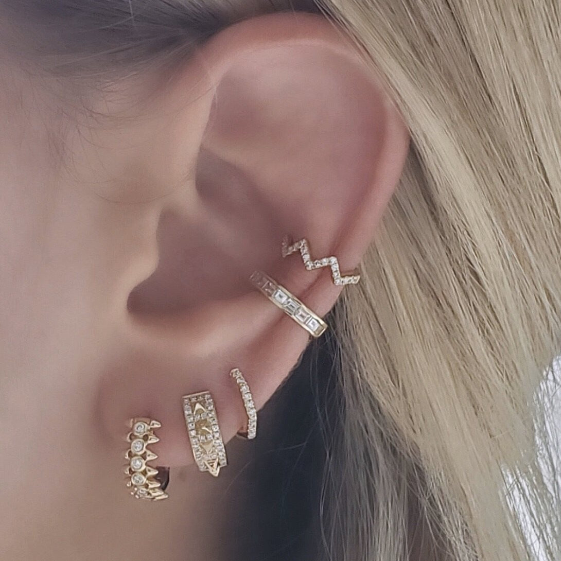 14K Gold Baguette Diamond Cuff Earring Izakov Diamonds + Fine Jewelry