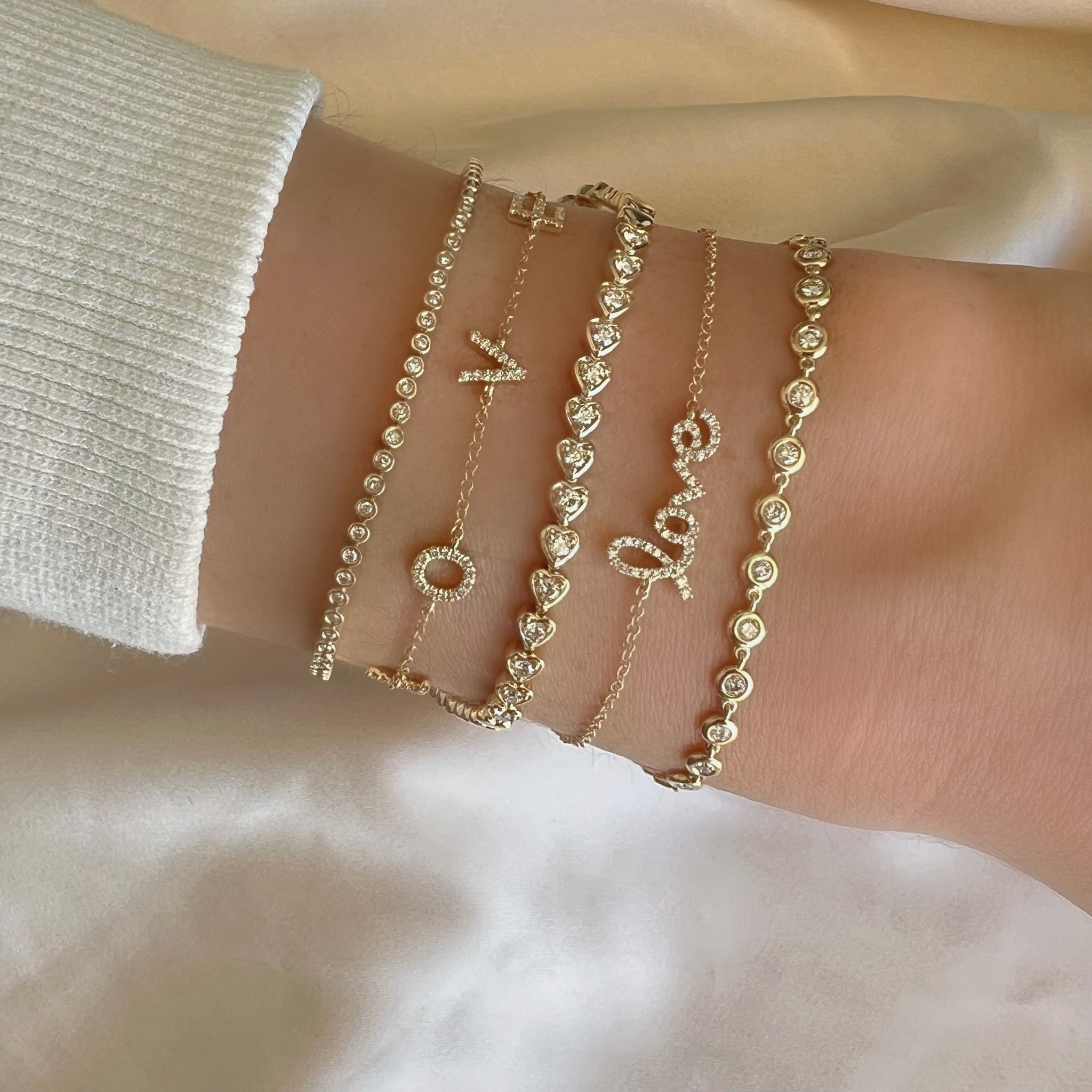 14K Gold Bezel Set Diamond Bracelet - Bracelets - Izakov Diamonds + Fine Jewelry