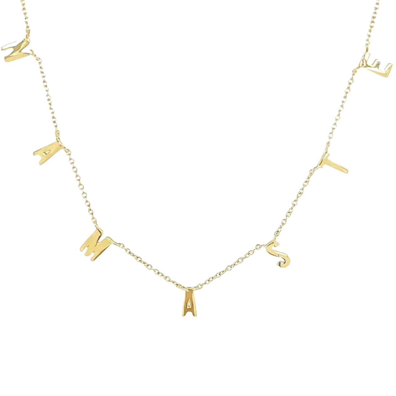Gold letter charm necklace from our jewelry collection, featuring a personalized design that's perfect for any occasion.