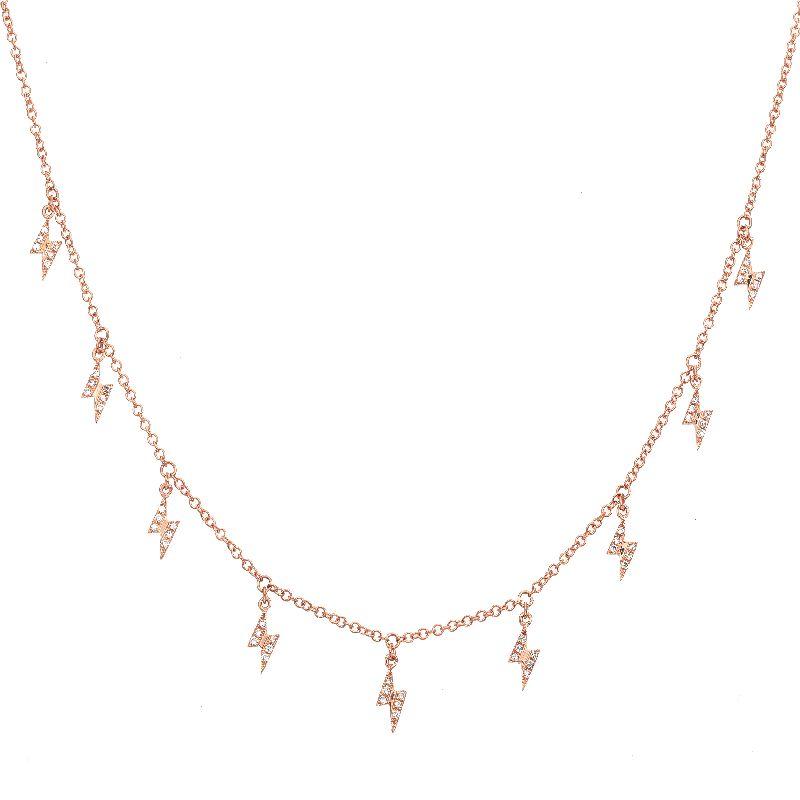 Gold lightning bolt charm necklace with delicate chain, perfect jewelry for adding a touch of elegance and style.