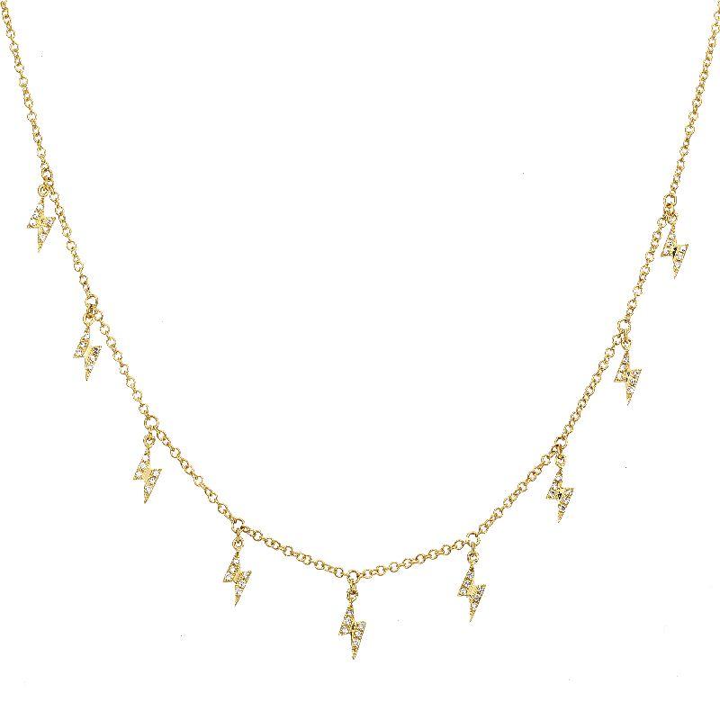 Elegant gold necklace with lightning bolt charms from our exclusive jewelry collection.