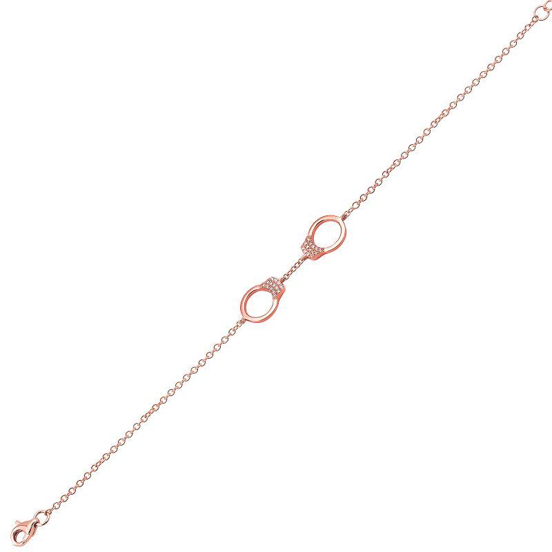 Elegant rose gold chain bracelet with interlocking circles and diamond accents from our jewelry brand.