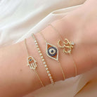 14K Gold Diamond Accented Om Sanskrit Mantra Bracelet Yellow Gold Izakov Diamonds + Fine Jewelry