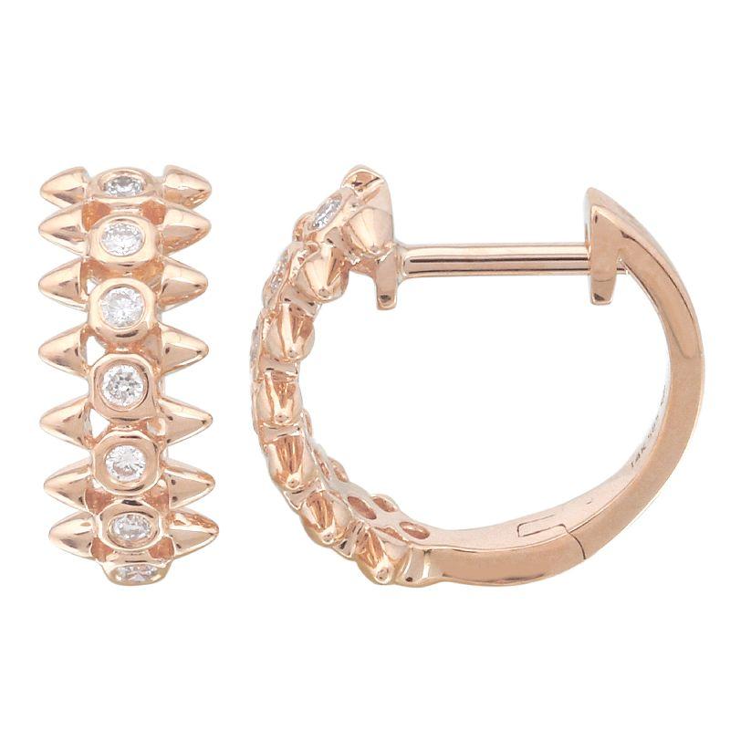 14K Gold Diamond Bezel Spikes Huggies Rose Gold Izakov Diamonds + Fine Jewelry